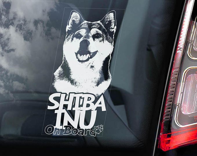 Shiba Inu on Board - Car Window Sticker - Japanese Ken Dog Sign Decal Sign - V02
