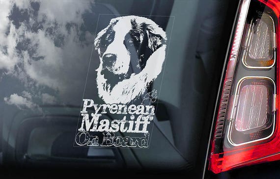 Pyrenean Mastiff On Board - Car Window Sticker - Mastín del Pirineo Espanol Dog Sign Decal - V01