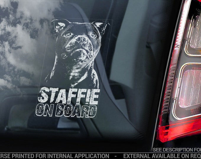 Staffordshire Bull Terrier - Car Window Sticker - Dog Sign Bumper Decal Staffie Staffy - V12