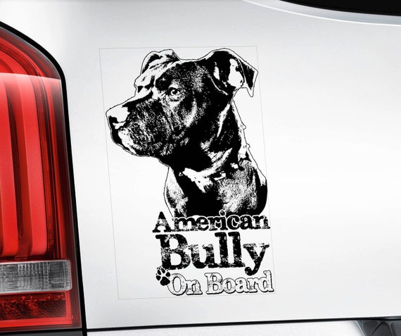 American Bulldog on Board - Car Window Sticker - Beware of the Dog Bully Scott Sign Decal -V02BLK