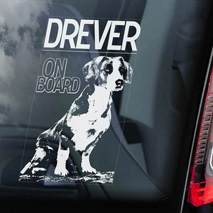 Drever on Board - Car Window Sticker - Swedish Dachsbracke Dog Sign Gift Decal - V01