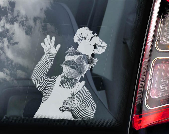 Swedish Chef Car Sticker, Muppets Peeper Window Laptop Bumper Vinyl Decal Sign Gift Art Print