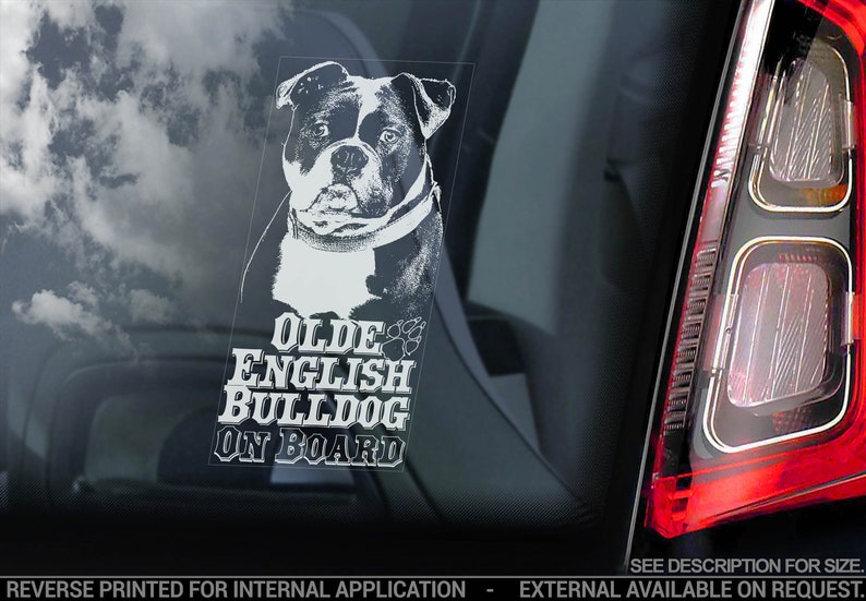 Olde English Bulldog on Board Car Window Sticker Old Bully Etsy