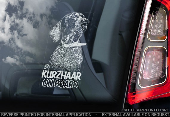 Kurzhaar on Board - Car Window Sticker - Dog Sign German Shorthaired Deutsch Pointer Decal - V04