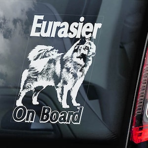 ユーラシア・オン・ボード - 車の窓用ステッカー - ユーラシアン・スピッツ犬サインギフトデカール - V01