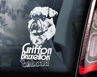 Griffon Bruxellois on Board - Car Window Sticker - Dog Sign Decal - V01