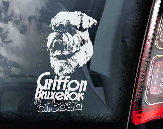 Griffon Bruxellois on Board - Car Window Sticker - Dog Sign Decal - V01
