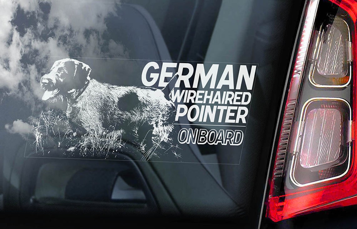German Wirehaired Pointer on Board - Car Window Sticker - Deutsch ...