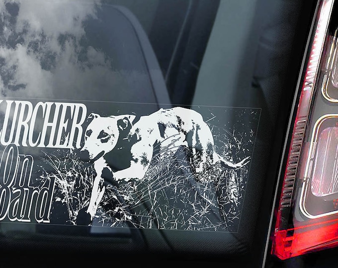 Lurcher on Board - Car Window Sticker - Long Haired Dog Sign Decal - V01