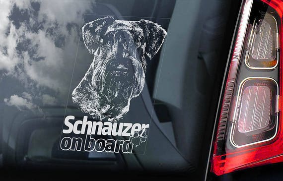 Schnauzer on Board - Car Window Sticker - Standard Miniature Dog Sign Decal Gift - V02