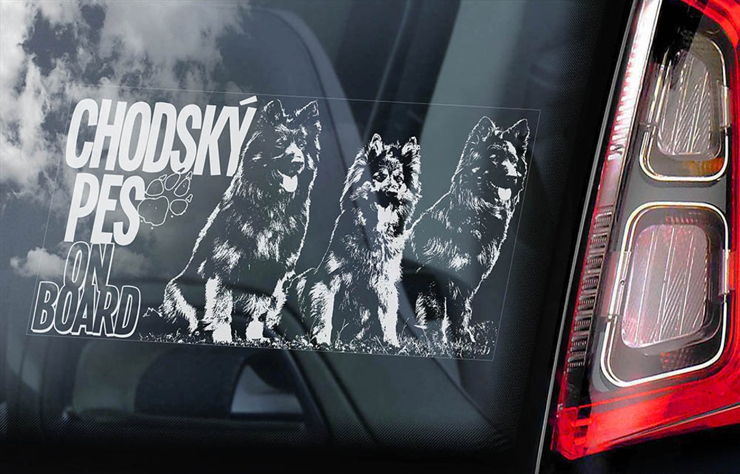 Sticker Pes Chodský Pes on Board - Car Window Sticker - Bohemian Shepherd Dog Sign ...