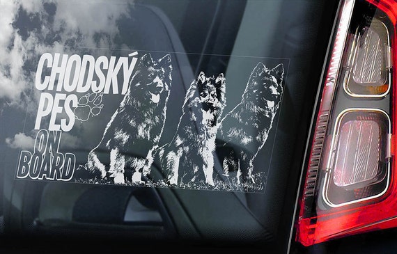 Chodský pes on Board - Car Window Sticker - Bohemian Shepherd Dog Sign Art Decal - V03