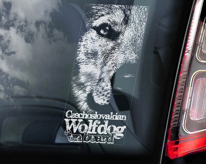 Czechoslovakian Wolfdog on Board - Car Window Sticker - Vlcak Cane Lupo Cecoslovacco Sign Decal - V04
