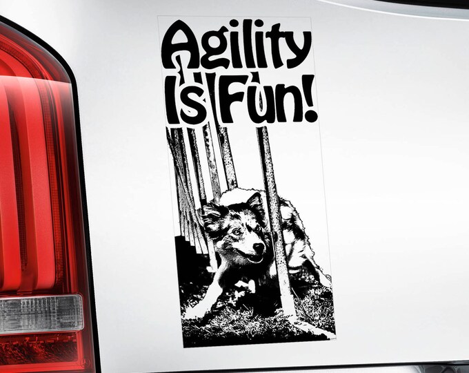 Agility is Fun! - Car Window Sticker - Dog on Board Sign Decal Border Collie -V01BLK