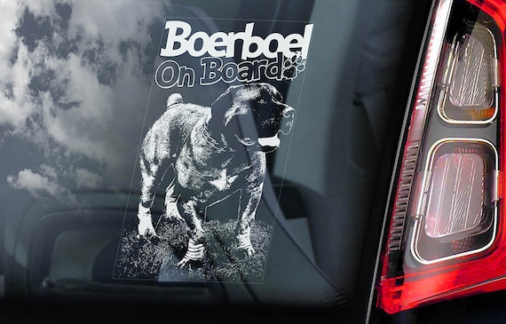 Boerboel on Board - Car Window Sticker - South African Mastiff Dog Sign Decal Art Gift - V08