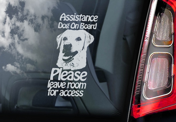 Assistance Dog on Board - Car Window Sticker - Labrador Service Dog Sign Decal - V32