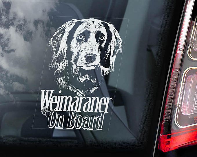 Weimaraner on Board - Car Window Sticker - Vorstehhund Dog Sign Decal - V02