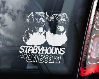 Stabyhouns aan boord - auto venster Sticker - Stabij-Stabij Beike hond teken Decal - V03