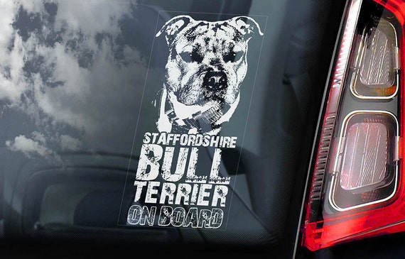 Staffordshire Bull Terrier - Car Window Sticker - Dog on Board Sign Decal Staffie Staffy -V03