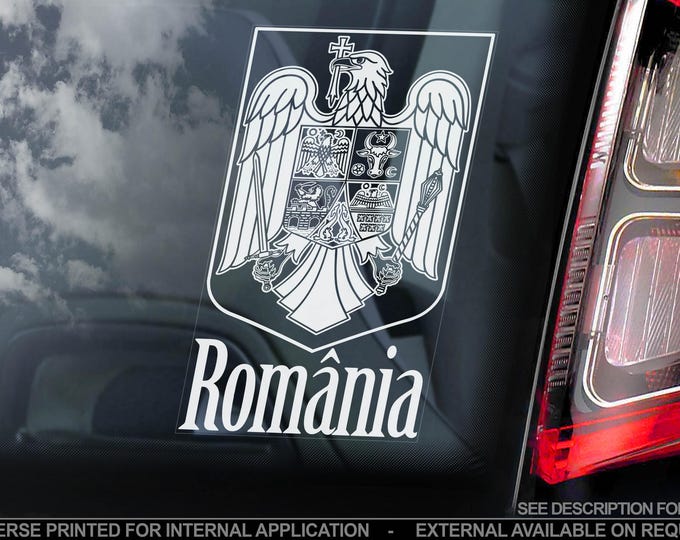 ROMANIA Car Window Sticker - Eagle Coat of Arms Flag Football Sign Crest - V01