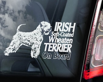 Irish Soft-Coated Wheaten Terrier on Board  - Car Window Sticker - Dog Sign Decal  -V01