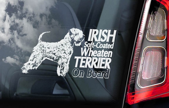 Irish Soft-Coated Wheaten Terrier on Board  - Car Window Sticker - Dog Sign Decal  -V01