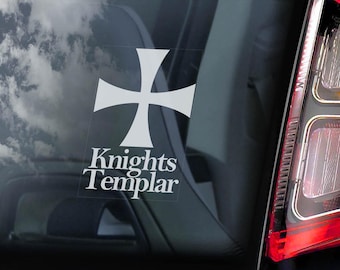 Calcomanía para auto de los Caballeros Templarios - Símbolo de la Cruz - Calcomanía para ventana - Logotipo - Emblema de la Orden Masónica - V08