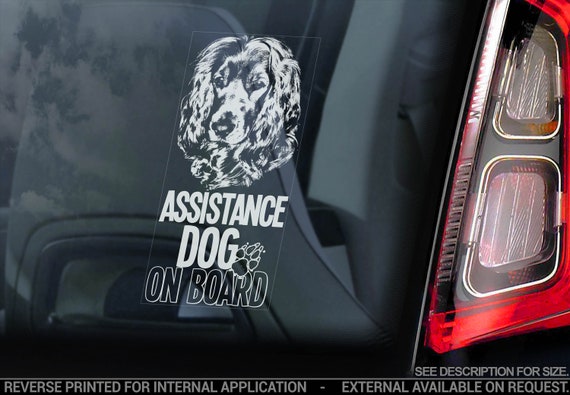 Assistance Dog on Board - Car Window Sticker - Cocker Spaniel Stroke Detection Dog Sign Decal - V17
