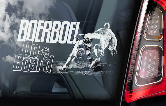 Boerboel on Board - Car Window Sticker - South African Mastiff Dog Sign Decal Art Gift - V04