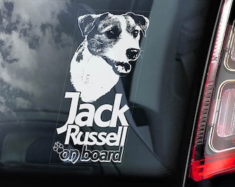 Jack Russell on Board  - Car Window Sticker - Russel Terrier JRT Dog Sign Decal  -V02