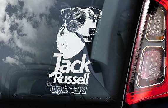 Jack Russell on Board  - Car Window Sticker - Russel Terrier JRT Dog Sign Decal  -V02