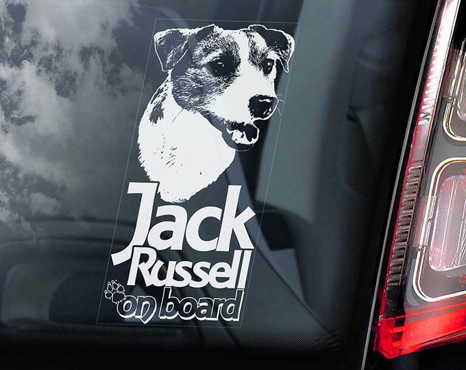 Jack Russell on Board  - Car Window Sticker - Russel Terrier JRT Dog Sign Decal  -V02