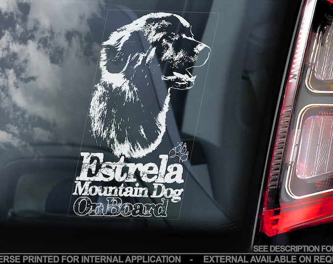 Estrela Mountain Dog - Car Window Sticker - Cão Portuguese Shepherd on Board Sign Decal - V01