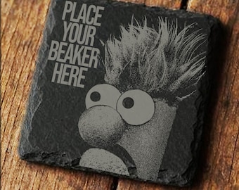Dessous de verre BEAKER, cadeau drôle de sous-bock gravé en ardoise Meep Meep Show des Muppets - C03