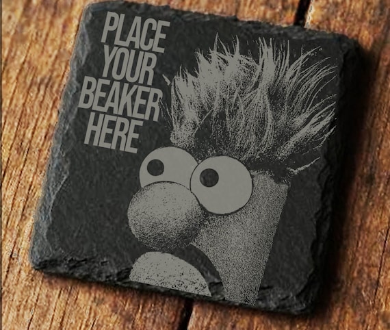 BEAKER Coaster, Muppet Show Funny Meep Meep Slate Engraved Coaster Gift -C03