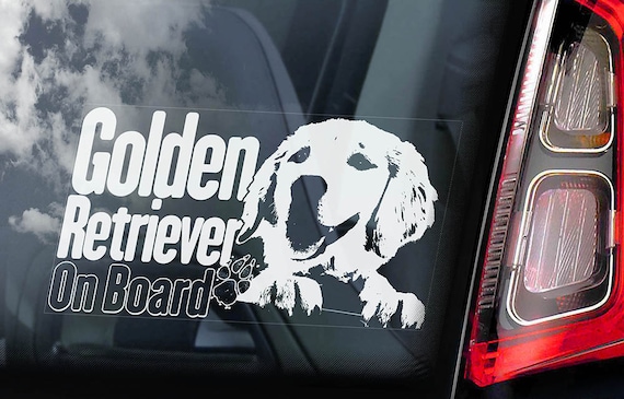 Golden Retriever on Board - Car Window Sticker - Guide Dog Sign Decal -V05