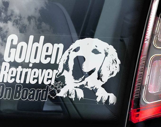Golden Retriever on Board - Car Window Sticker - Guide Dog Sign Decal -V05