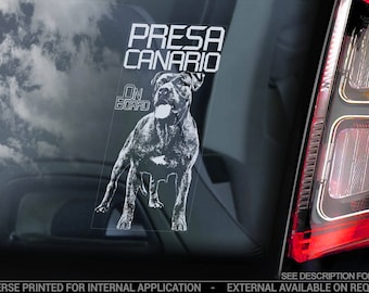 Presa Canario on Board - Car Window Sticker - Dogo Canary Mastiff Dog Sign Decal - V03
