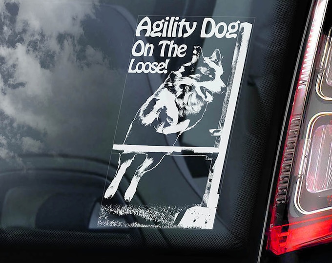 Agility Dog On The Loose! - Car Window Sticker - Dog on Board Sign Decal Border Collie -V01