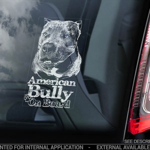 アメリカン・ブル・テリア乗車中 - 車の窓用ステッカー - 犬ブルテリア注意標識デカール - V06