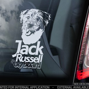 Jack Russell a bordo - Adesivo per finestrino auto - Cartello per cane Jack Russell Terrier JRT - V08