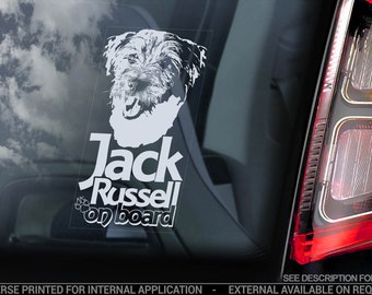Jack Russell on Board  - Car Window Sticker - Russel Terrier JRT Dog Sign Decal - V08
