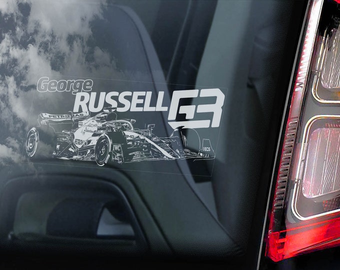 GEORGE RUSSELL #63 Car Sticker, Formula One F1 Window Decal Sign Gift Idea - V01