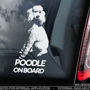 Poedel aan boord - autoraamsticker - Caniche Pudelhund standaard sticker hondenbord - V01