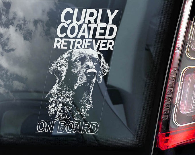 Curly Coated Retriever Car Sticker, Dog Window Sign Print Decal Owner Gift - V01