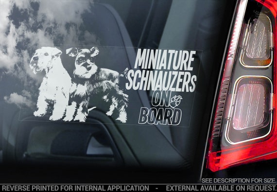 Miniature Schnauzers on Board - Car Window Sticker - Zwergschnauzer Schnauzer Dog Sign Decal - V10