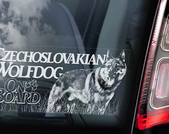 Czechoslovakian Wolfdog on Board - Car Window Sticker - Vlcak Cane Lupo Cecoslovacco Sign Decal - V07