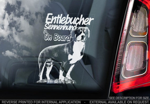 Entlebucher Sennenhund on Board - Car Window Sticker - Mountain Dog Sign Gift Decal - V01