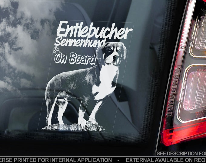 Entlebucher Sennenhund on Board - Car Window Sticker - Mountain Dog Sign Gift Decal - V01