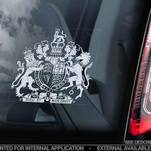 Royal Coat of Arms Car Sticker, Window Decal British United Kingdom Logo Crest - V01